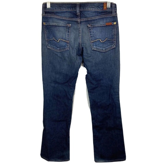7 For All Mankind Jeans Womens Sz 27‎ Dark Blue Bootcut Flare Stretch Wide Leg - Picture 3 of 11